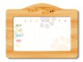 School timetable in wooden frame