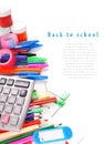 School tools and accessories on white background. Royalty Free Stock Photo