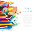 School tools and accessories on white background. Royalty Free Stock Photo