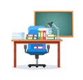 School and university class, with documents, board and desks. Royalty Free Stock Photo