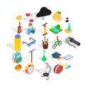 School upbringing icons set, isometric style