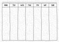 School weekly planner sketch black and white line with supplies