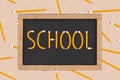 School word message in pencils on grunge chalkboard Royalty Free Stock Photo