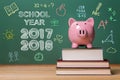 School year 2017-2018 with pink piggy bank