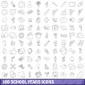 100 school years icons set, outline style