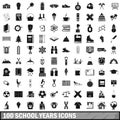 100 school years icons set, simple style Royalty Free Stock Photo