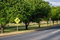 School zone road sign in rural Victoria