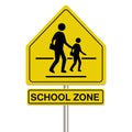 School zone sign on a white background Royalty Free Stock Photo