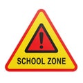 School zone warning sign isolated on white background Royalty Free Stock Photo