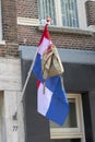 Schoolbag On A Flag At Amsterdam The Netherlands 12-6-2020 A Dutch Tradition For Passing School Exams