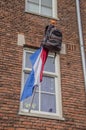 Schoolbag On A Flag At Amsterdam The Netherlands
