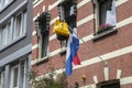 Schoolbag On A Flag At With A Jumbo Plastic Bag At Amsterdam The Netherlands 27-6-2022