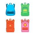 Schoolbag. Satchel. Colored school backpacks set.