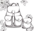 Schoolbag Vector line art. Back to school autumn backgrounds Royalty Free Stock Photo