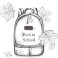 Schoolbag Vector line art. Back to school autumn backgrounds Royalty Free Stock Photo