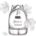 Schoolbag Vector line art. Back to school autumn backgrounds