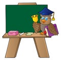 Schoolboard with owl teacher Royalty Free Stock Photo