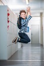 adorable little boy jumping Royalty Free Stock Photo