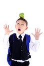 Schoolboy with apple Royalty Free Stock Photo