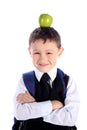 Schoolboy with apple Royalty Free Stock Photo