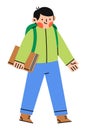 Schoolboy with backpack . Back to school, education concept.Vector flat illustration. Royalty Free Stock Photo