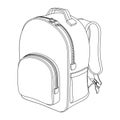 Schoolboy backpack. Black and white vector outline drawing Royalty Free Stock Photo