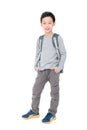 Schoolboy with backpack over white background Royalty Free Stock Photo