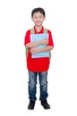 Schoolboy with backpack over white Royalty Free Stock Photo