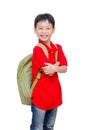 Schoolboy with backpack over white Royalty Free Stock Photo