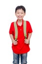 Schoolboy with backpack over white Royalty Free Stock Photo