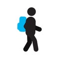 Schoolboy with backpack silhouette icon