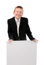 Schoolboy with broadsheet Royalty Free Stock Photo