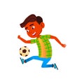 Schoolboy Child Playing Football Sport Game Vector Royalty Free Stock Photo