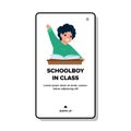 Schoolboy In Class Raise Hand For Answer Vector