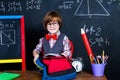 Schoolboy in classroom at school Royalty Free Stock Photo