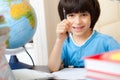 Schoolboy doing homework. distance education Royalty Free Stock Photo