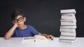 Schoolboy gets bored learning Royalty Free Stock Photo