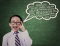 Schoolboy learn universal language 1 Royalty Free Stock Photo