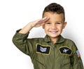 Schoolboy with pilot uniform for dream occupation Royalty Free Stock Photo