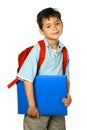 Schoolboy with red rucksack Royalty Free Stock Photo