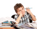 Schoolboy reluctant to doing homework Royalty Free Stock Photo