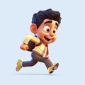 Schoolboy returning to class in the form of a cartoon character with a caricature face. Generative AI