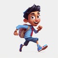 Schoolboy returning to class in the form of a cartoon character with a caricature face. Generative AI