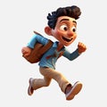 Schoolboy returning to class in the form of a cartoon character with a caricature face. Generative AI
