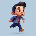 Schoolboy returning to class in the form of a cartoon character with a caricature face. Generative AI
