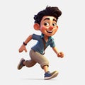 Schoolboy returning to class in the form of a cartoon character with a caricature face. Generative AI