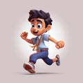 Schoolboy returning to class in the form of a cartoon character with a caricature face. Generative AI