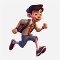 Schoolboy returning to class in the form of a cartoon character with a caricature face. Generative AI