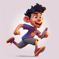 Schoolboy returning to class in the form of a cartoon character with a caricature face. Generative AI