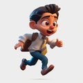 Schoolboy returning to class in the form of a cartoon character with a caricature face. Generative AI